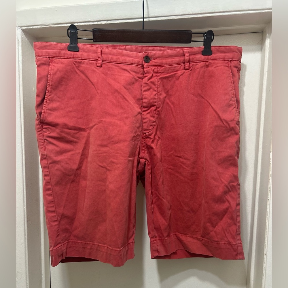 HACKETT LONDON Sanderson Tailored Dye Texture Chino Shorts Mens 38 Crimson Red